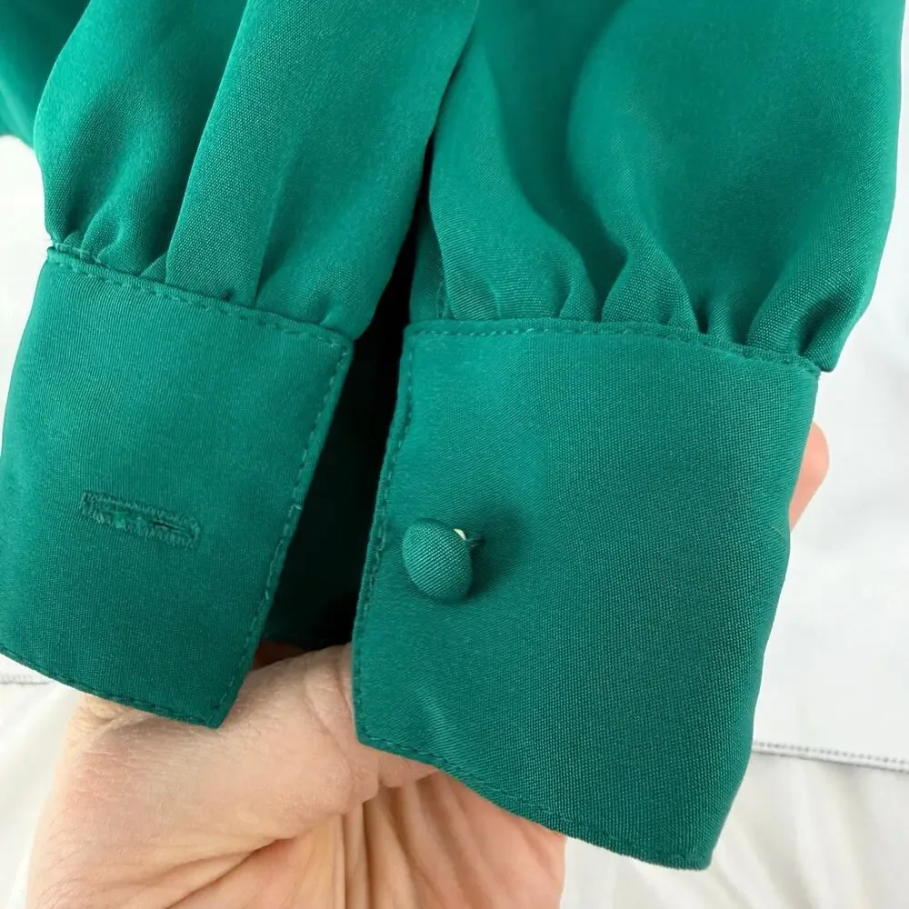 Vintage Emerald Green Blouse Size 14 80s/90s - Picture 5 of 5